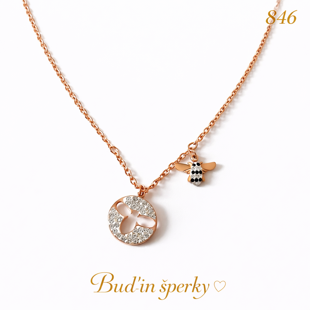 846 náhrdelník včela rose gold