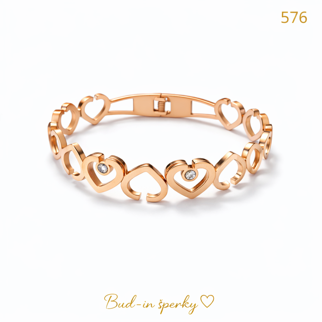 576 náramek srdce rose gold