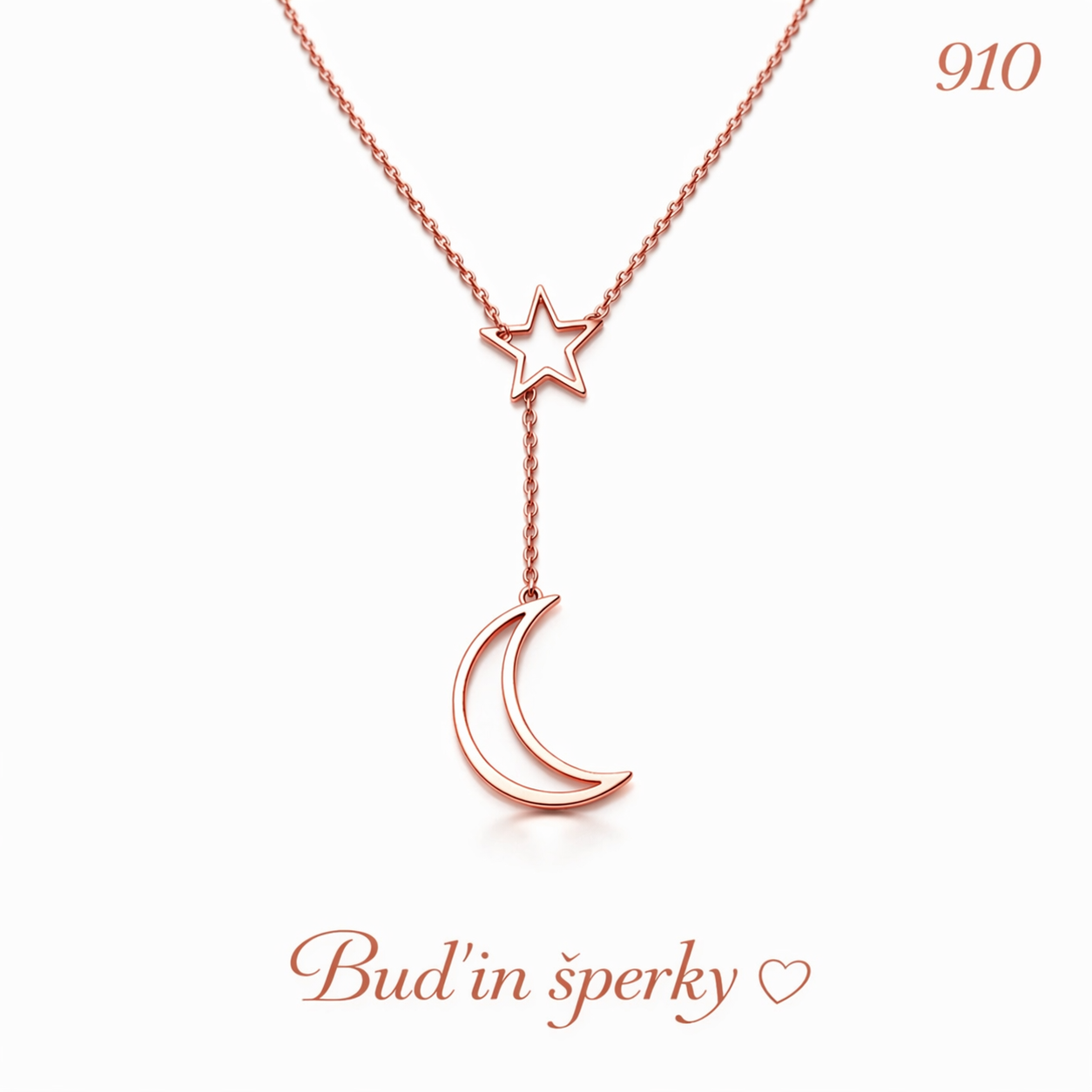 910 náhrdelník měsíc a hvězda rose gold