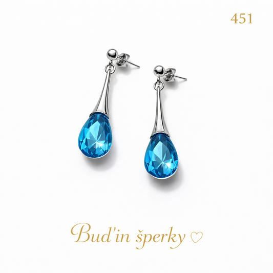 451 visací elegantní náušnice s modrými krystaly