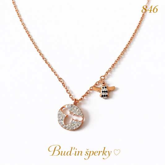 846 náhrdelník včela rose gold