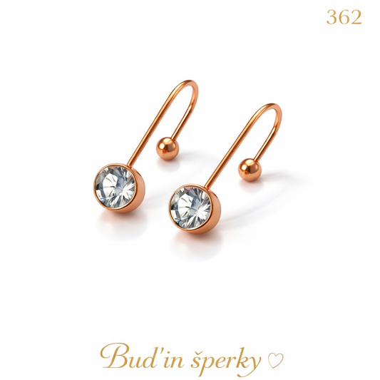 362 visací náušnice rose gold na šroubek