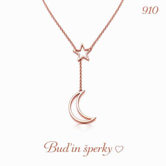 910 náhrdelník měsíc a hvězda rose gold